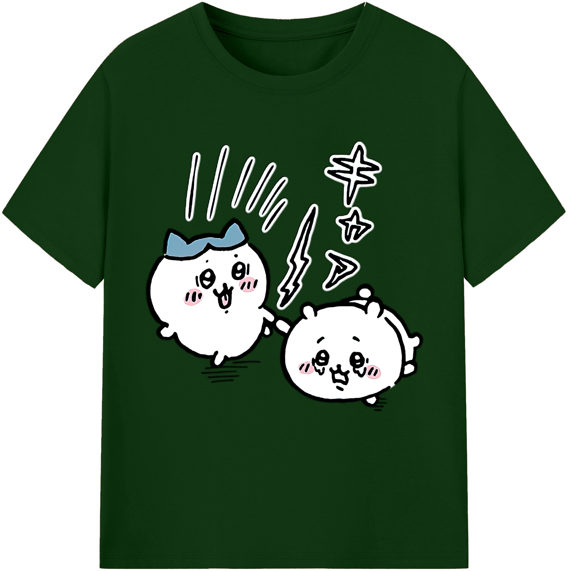 （画像用） ちいかわ ハチワレ Chii-kawa hachiware 綿100％半袖Tシャツ（フロントプリント）